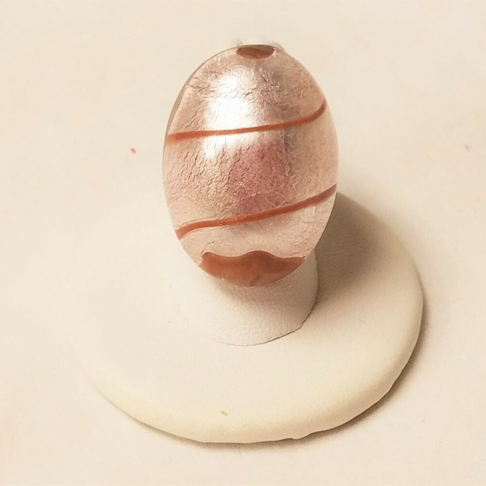 Antica Murrina Tone sz 7.5 Glass Gem Stone Ring Boho Gypsy Peach Pink Oval - Picture 8 of 8